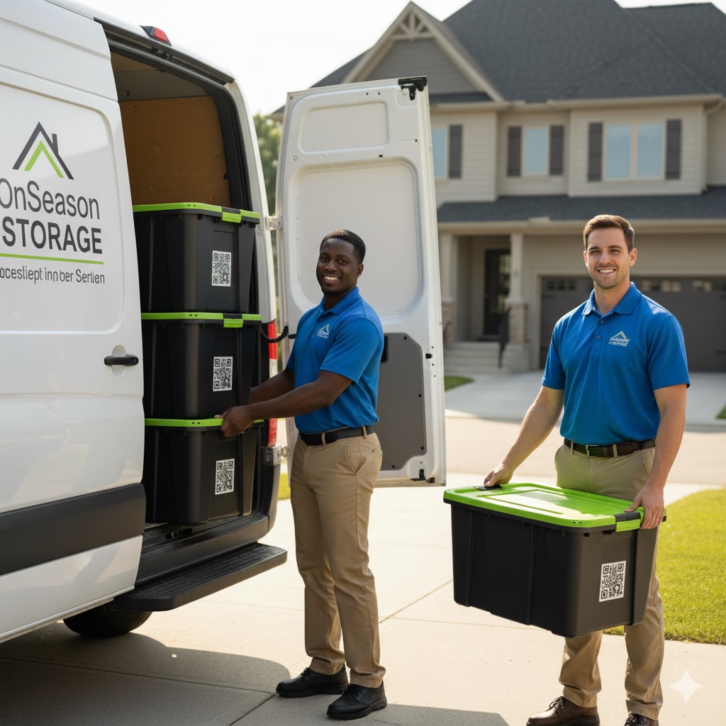 OnSeason team picking up storage containers
